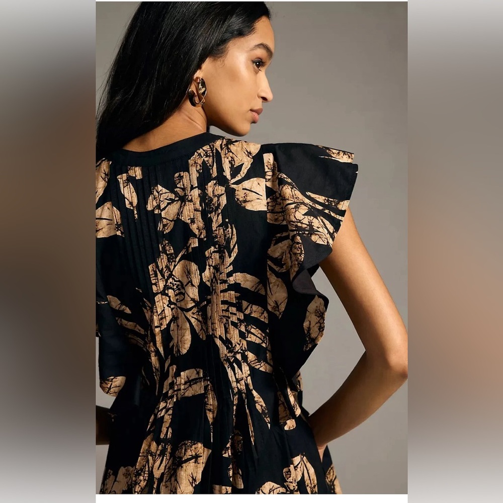 ANTHROPOLOGIE X MAEVE The Cassandra Maxi Dress "OXFORD BLACK CORAL" - Picture 3 of 7